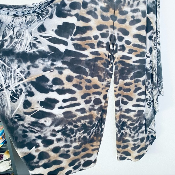 Eva Varro NEW Animal Print Cold Shoulder Ties Wide Leg Pullon Jumpsuit Medium - Picture 7 of 11